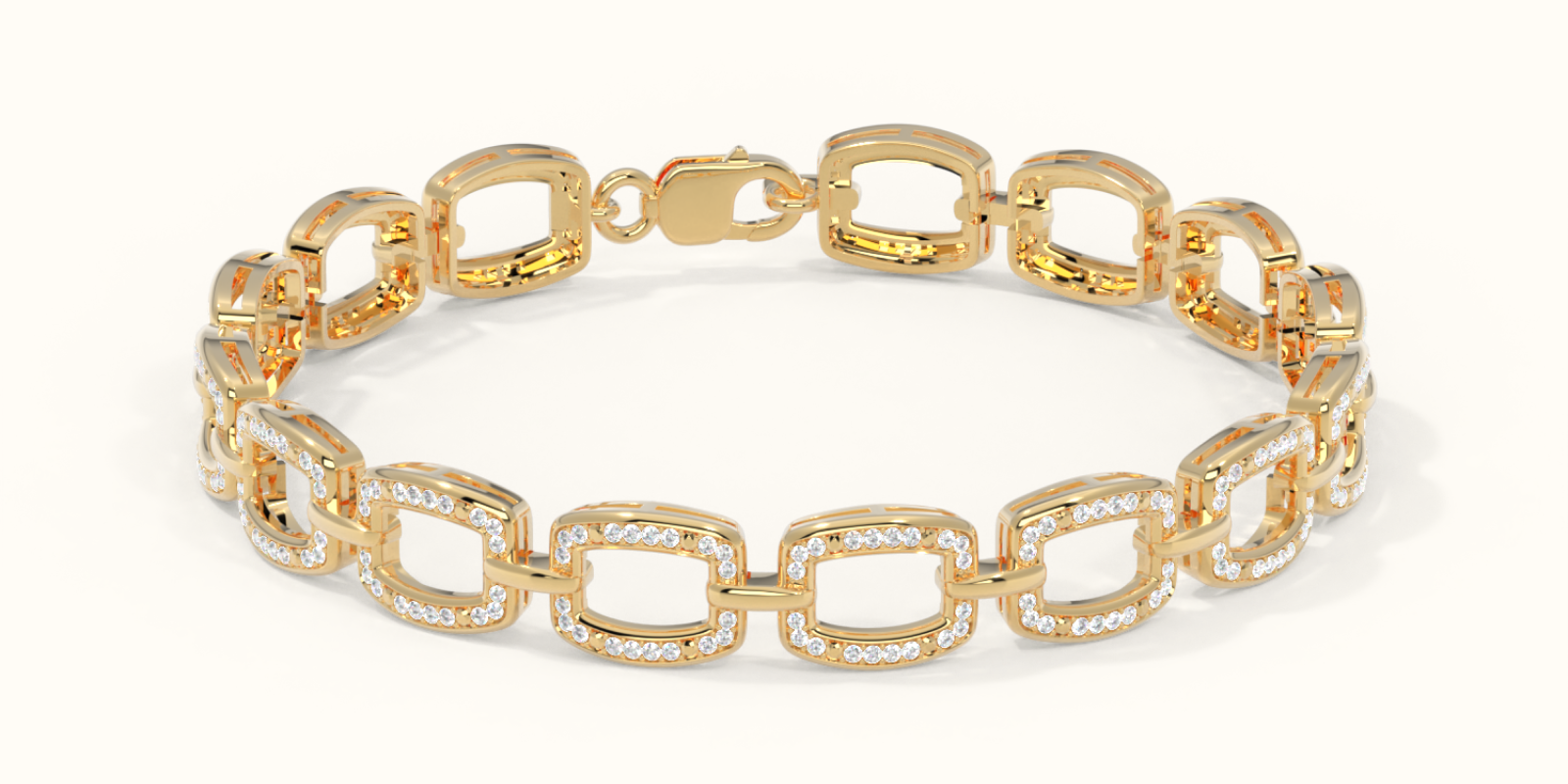Micro Pave Setting Round Diamond Link Bracelet